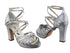 6005DPlatform Black Silver Glitter Satin_Stone_Double Straps with 3.75" Square Heel heel in the photo