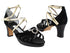 Very Fine Platform Shoes: Style 6005DPlatform Black Suede_F_Black Sparkle_P_H_Gold Leather_Double Straps