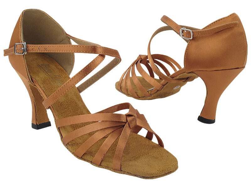 6005X Dark Tan Satin with 3&quot;  Heel (6812) in the photo