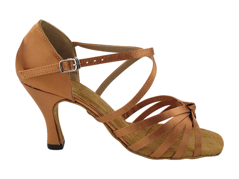 6005X Dark Tan Satin with 3&quot;  Heel (6812) in the photo