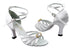 6005 White Satin & Stone with 3" Heel in the photo