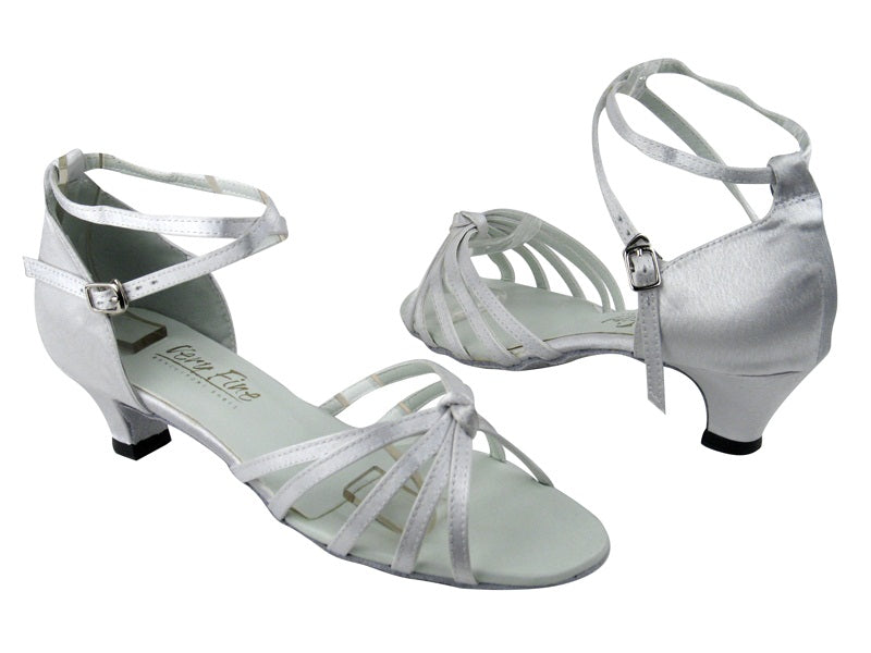 6005 White Satin with 1.3&quot; Cuban heel in the photo