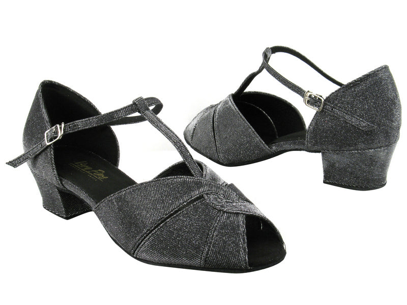 6006 105 Black Glitter Satin with 1.5&quot; medium heel in the photo