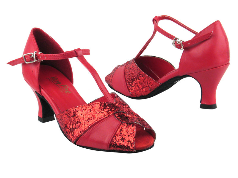 6006 211 Red Leather_10 Red Sparkle with 2.5&quot; low heel in the photo