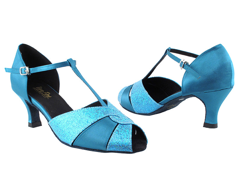 6006 280 Blue Scale_X_267 Blue Satin with 2.5&quot; Heel in the photo