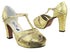 6006Platform Gold Glitter Satin with 3.75" Square Heel heel in the photo