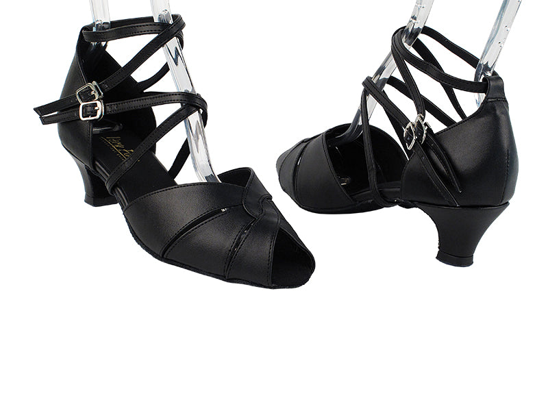 6006 140 Black PU_1630 BackStraps with 1.3&quot; Cuban Heel in the photo