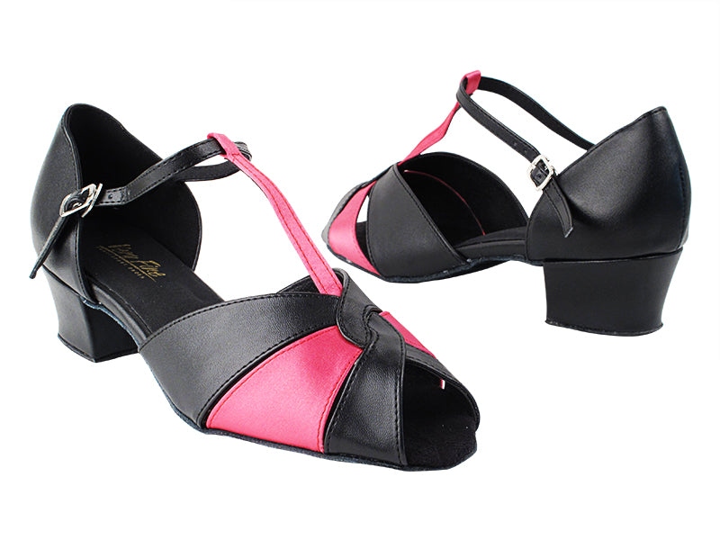 6006 140 Black PU_X_B_246 Pin Satin_T with 1.5&quot; Medium Heel in the photo