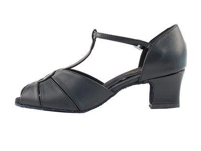 6006 Black Leather &amp; Thick Cuban Heel