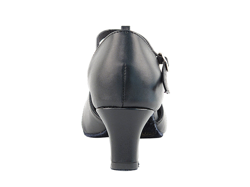 6006 Black Leather &amp; Thick Cuban Heel