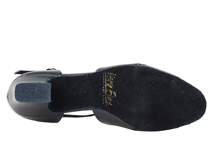 6006 Black Leather &amp; Thick Cuban Heel