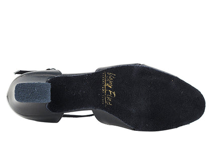 6006 Black Leather &amp; Thick Cuban Heel