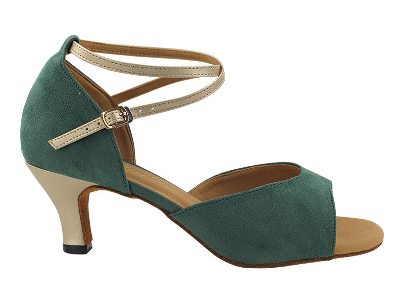 6012LEDSS Green Suede_Light Gold with 2.5" Heel (2899) in the photo