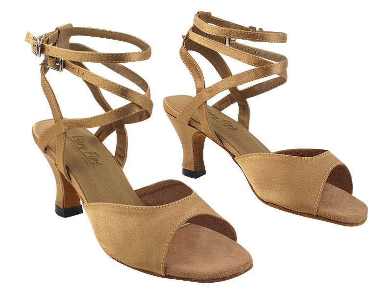 6012 81 Brown Satin_5009 Back Straps with 2.5&quot; Heel (2899) in the photo