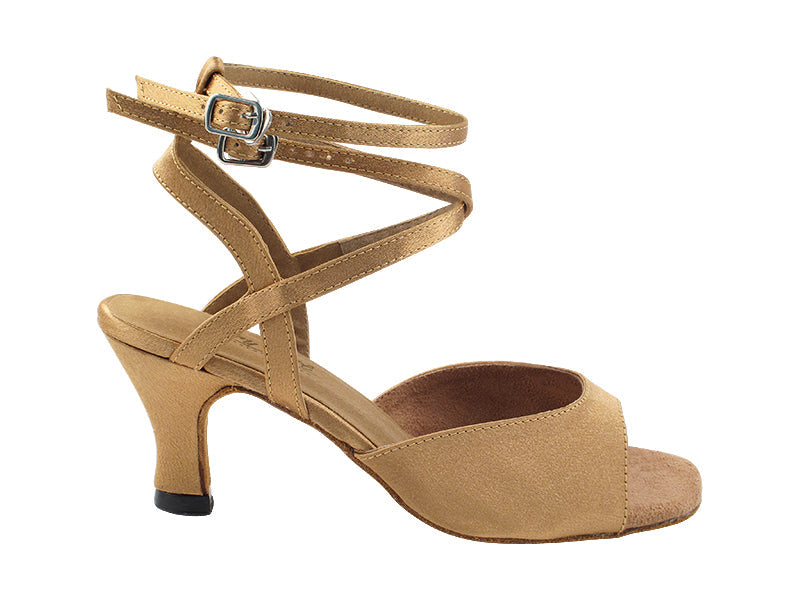 6012 81 Brown Satin_5009 Back Straps with 2.5&quot; Heel (2899) in the photo