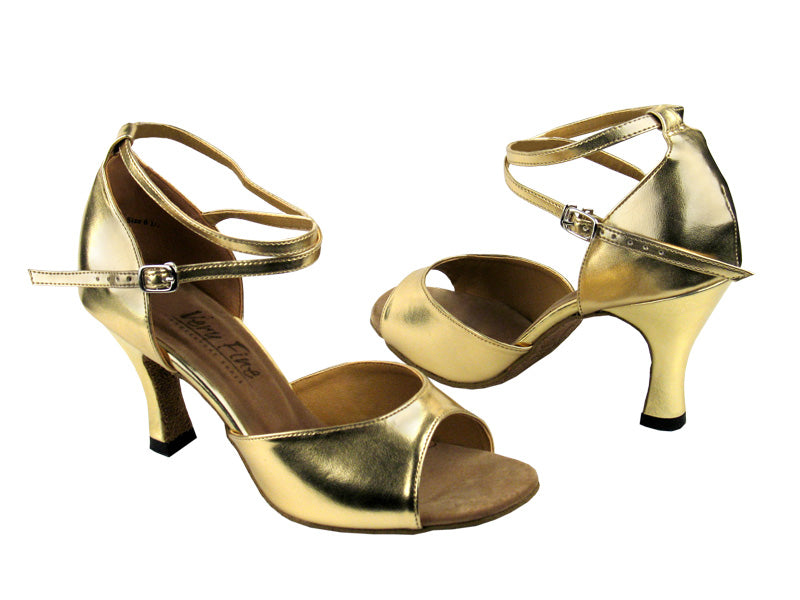 6012 Gold Leather with 3" Heel in the photo