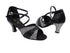 6016 38 Black Satin_97 Black Sparklenet_H_without T Strap_1636 BackStrap with 2.5" low heel in the photo