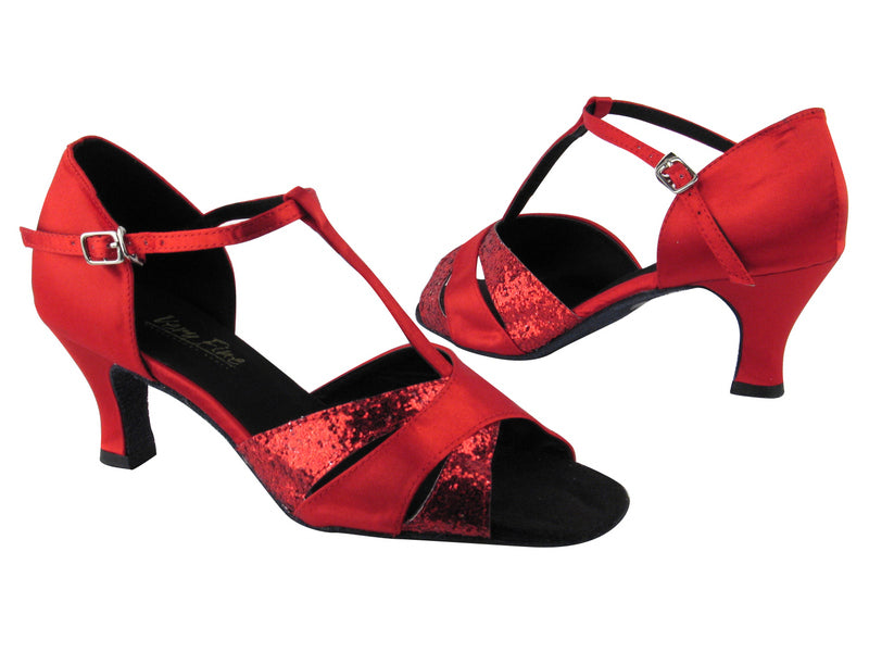 6016 10 Red Sparkle_112 Red Satin with 2.5&quot; low heel in the photo