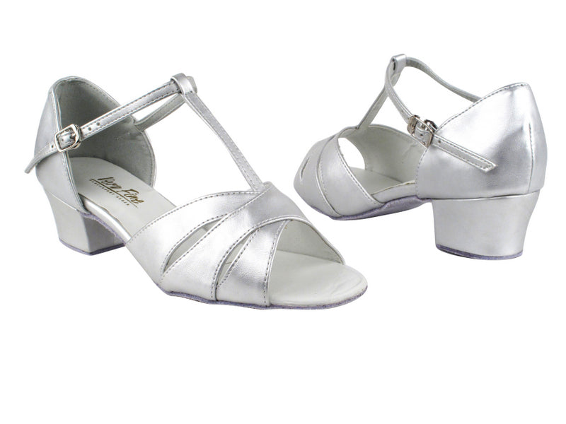 6016 119 Silver Leather with 1.5&quot; Medium Heel in the photo