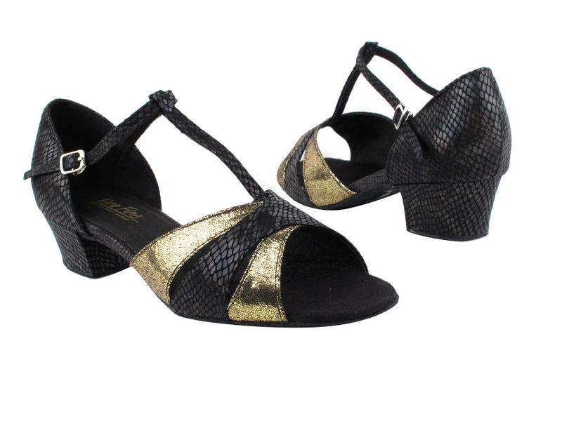 6016 242 Laser Gold_85 Black Snake with 1.5&quot; Medium Heel in the photo