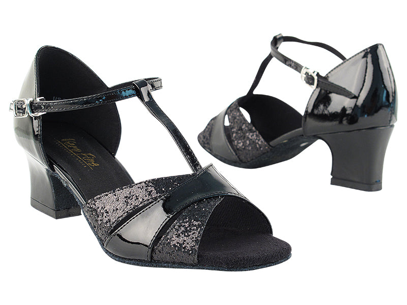 6016 Black Sparkle_Black Patent with 2&quot; Thick Cuban Heel in the photo