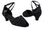 6018 Black Satin_Black Mesh_Cuan Heel with 1.3" Cuban Heel in the photo