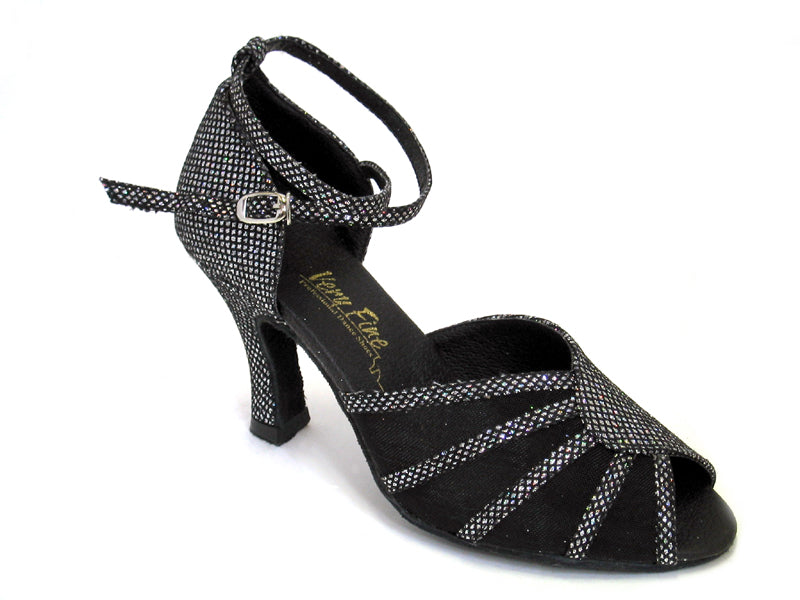 6018 Black Sparklenet &amp; Black Mesh with 3&quot; Heel in the photo