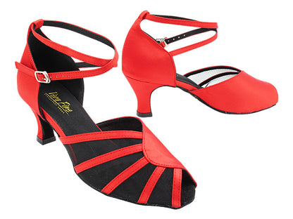 6018 112 Red Satin &amp; Black Mesh with 2.5&quot; Heel (2899) in the photo