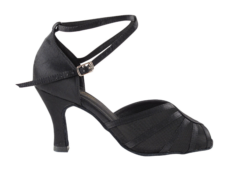 6018 Black Satin &amp; Black Mesh
