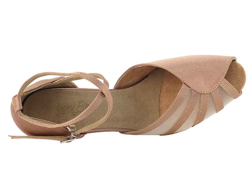 6018 Brown Satin &amp; Flesh Mesh
