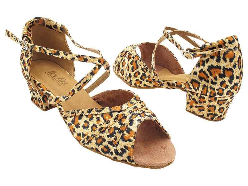 6023 152 Leopard Satin_X-Strap Arch with Loop with 1.5&quot; Heel (2001) in the photo