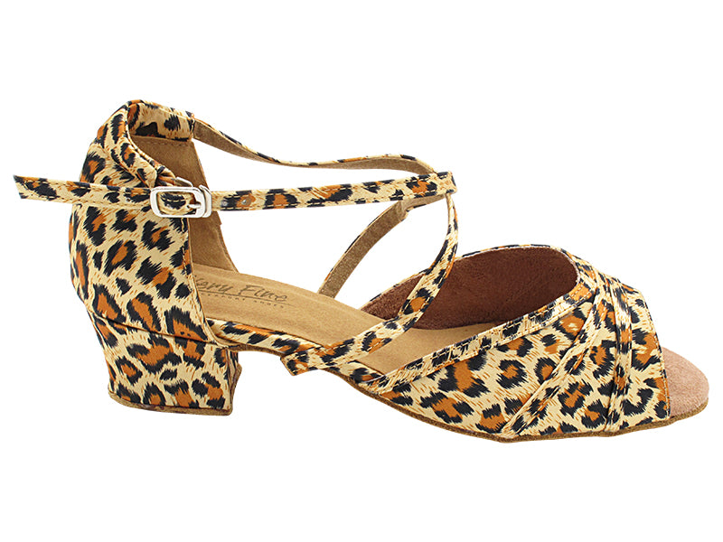 6023 152 Leopard Satin_X-Strap Arch with Loop with 1.5&quot; Heel (2001) in the photo