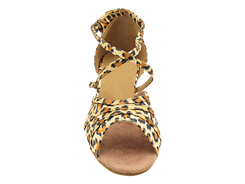 6023 152 Leopard Satin_X-Strap Arch with Loop with 1.5&quot; Heel (2001) in the photo