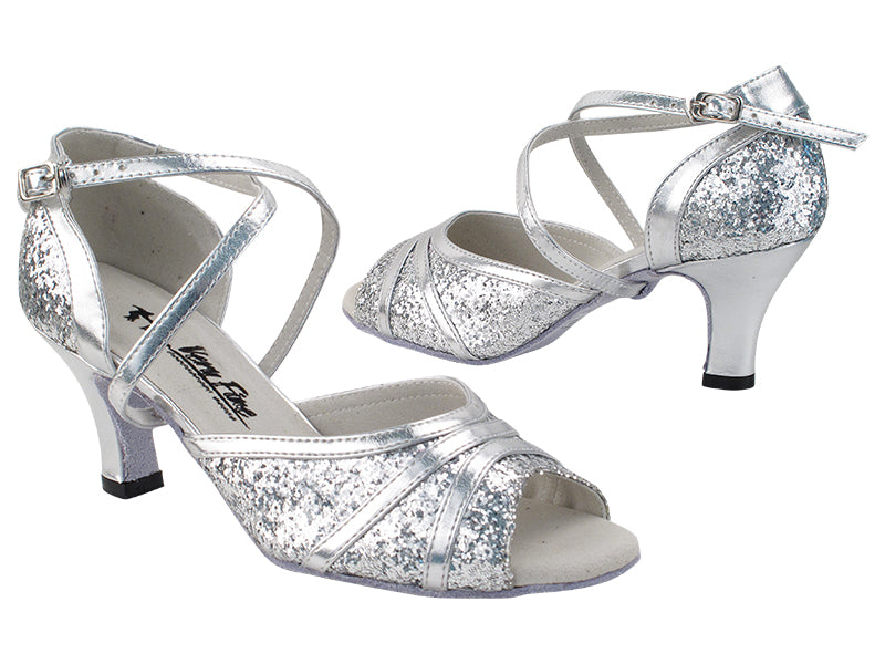 6023 7 Silver Sparkle_119 Silver Leather Trim with 2.5&quot; Low Heel (2899) in the photo