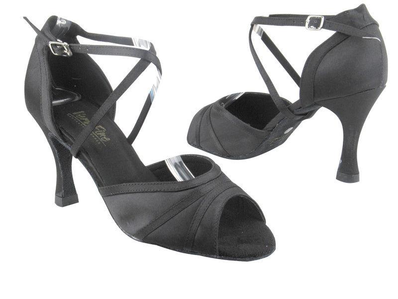 6023 Black Satin with 3.5&quot; heel in the photo