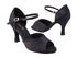 6023 Black Satin_Black Satin Trim_With Ankle Strap with 3" Heel (6812) in the photo