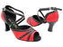 6023 Red Leather_Black Leather Trim with 2.5" Spool Heel (PG) in the photo