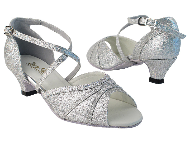 6023 126 Silver Stardust_6 Silver Sparklenet_T_H with 1.3&quot; Cuban Heel in the photo