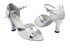 6024 139 White PU_55 Silver PU Trim with 3" Heel in the photo