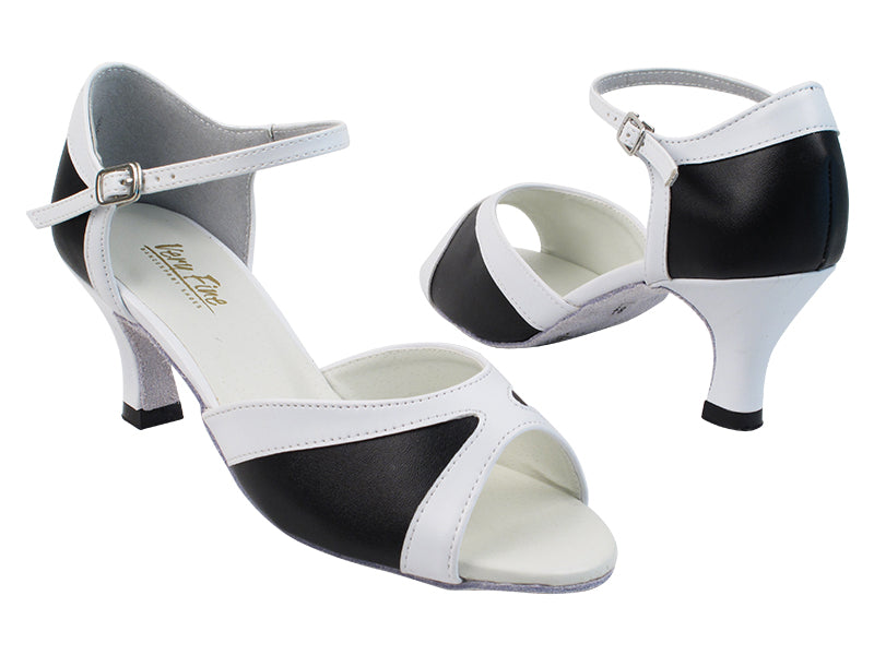 6024 140 Black PU_139 White PU Trim with 2.5&quot; Low Heel in the photo