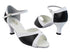 6024 140 Black PU_139 White PU Trim with 2.5" Low Heel in the photo