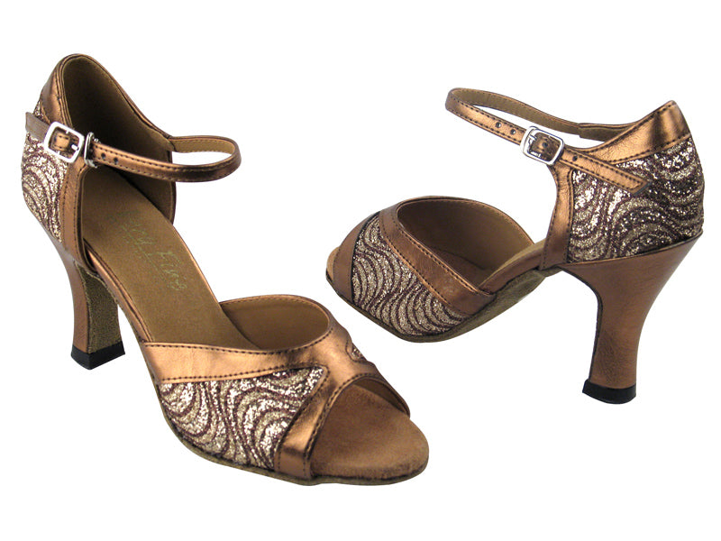 6024 217 Copper Sparkle &amp; 171 Dark Tan Gold with 3&quot; Heel in the photo