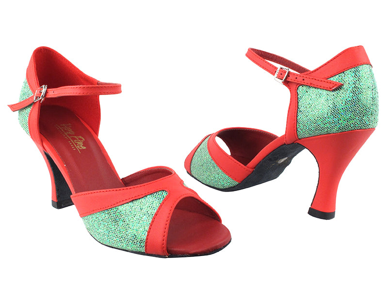 6024 279 Green Scale_211 Red PU Trim with 3&quot; Heel in the photo