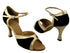 6024 36 Black Velvet & 57 Light Gold Leather Trim with 3.5" Heel in the photo