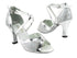 6024F 6 Silver Sparklenet_Silver Leather Trim_6023 BackStrap with 3" heel in the photo
