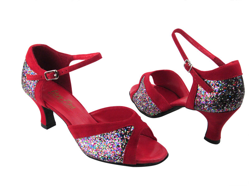 6024 Party Sparkle &amp; Red Velvet Trim with 2.5&quot; Low Heel in the photo