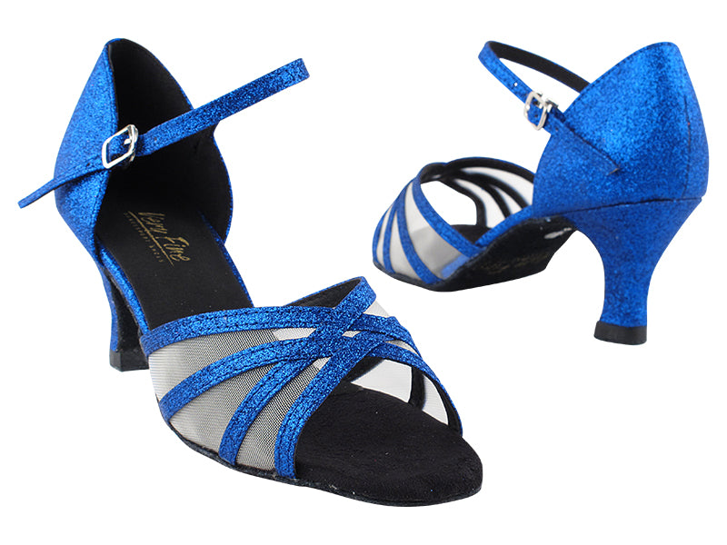 6027 234 Blue Stardust_Flesh Mesh with 2.5" Heel in th photo