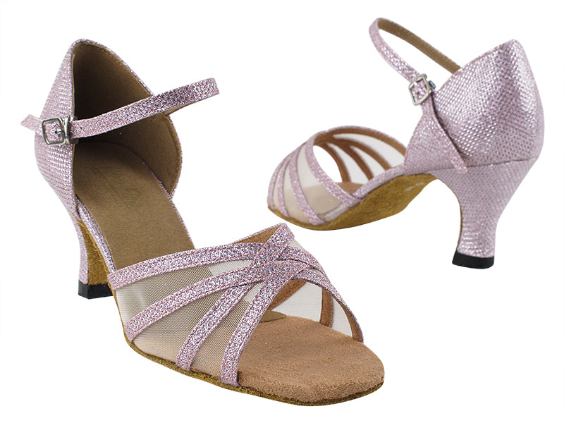 6027 272 Light Pink Glitter_Flesh Mesh with 2.5" Heel in th photo