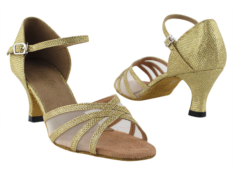 6027 275 Gold Glitter_Flesh Mesh with 2.5" Heel in th photo