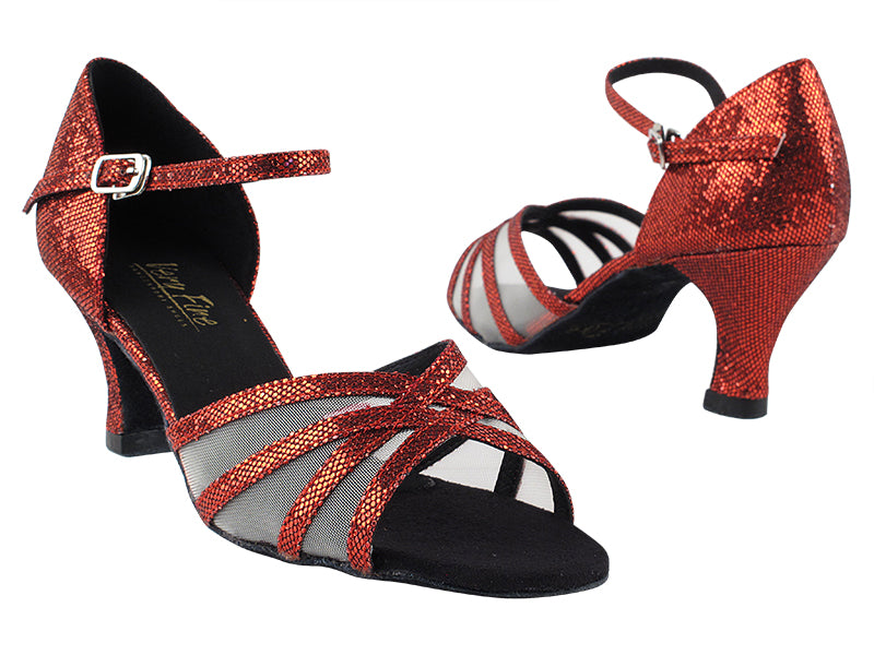 6027 285 Red Scale_Flesh Mesh with 2.5" Heel in th photo
